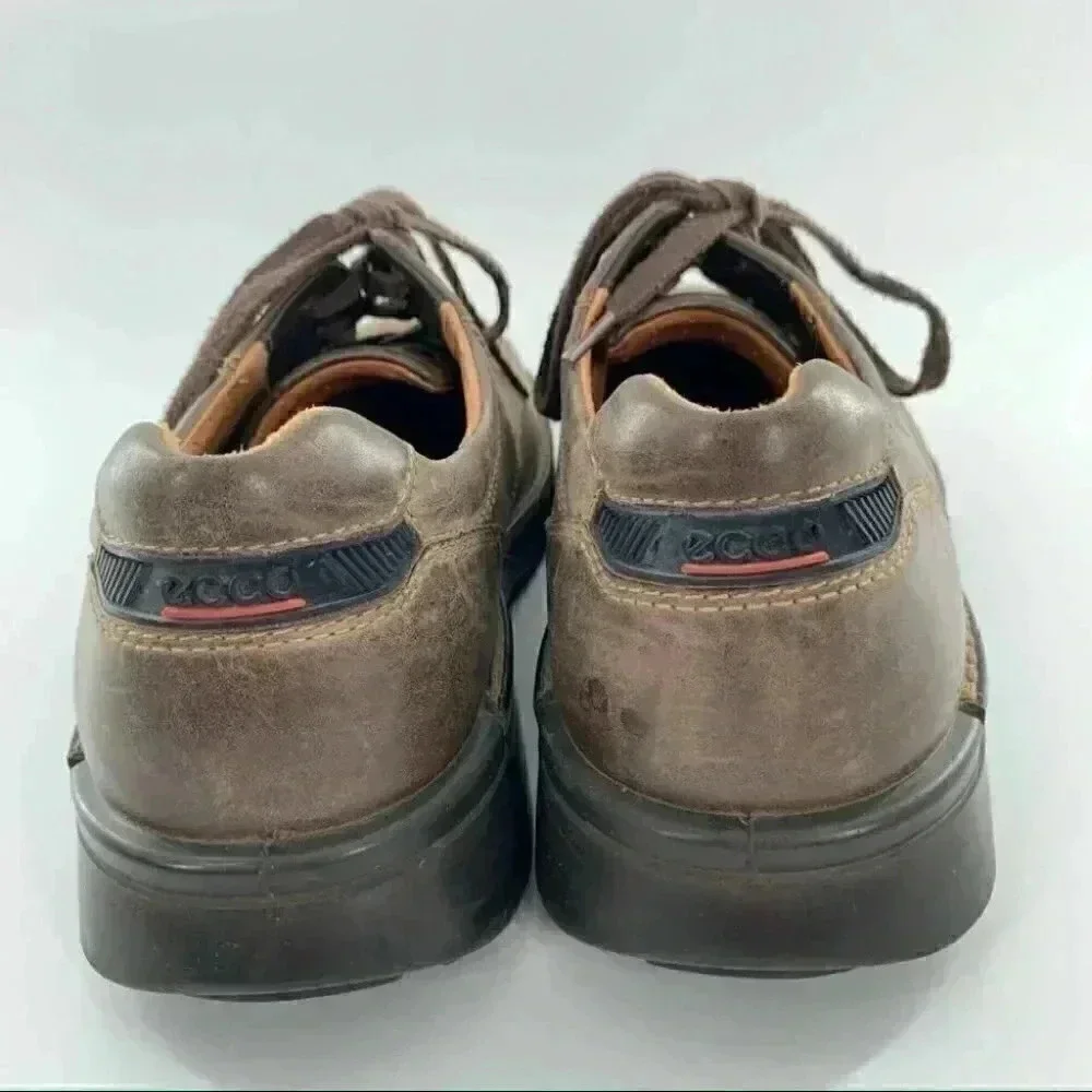 Ecco mens Oxfords size 45 11.5 brown leather lace up comfort orthopedic walking